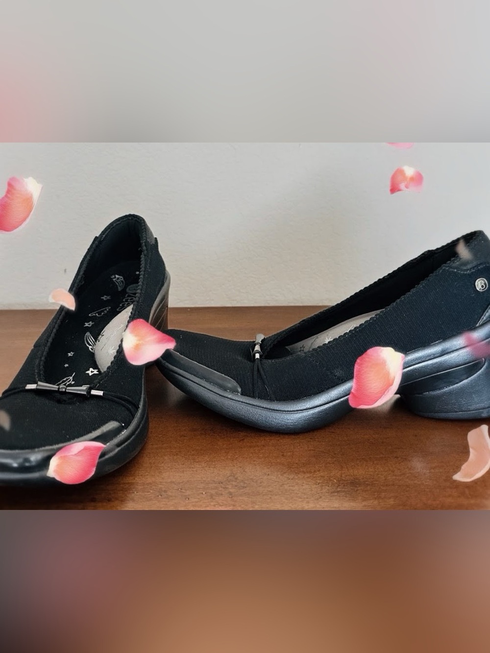 Bzees Black 9.5 Slip-On Casual Chunky Heels New